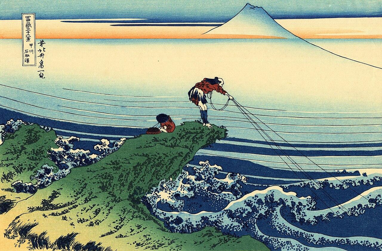 Kajikazawa in Kai Province — Katsushika Hokusai, original artwork; not a product photo