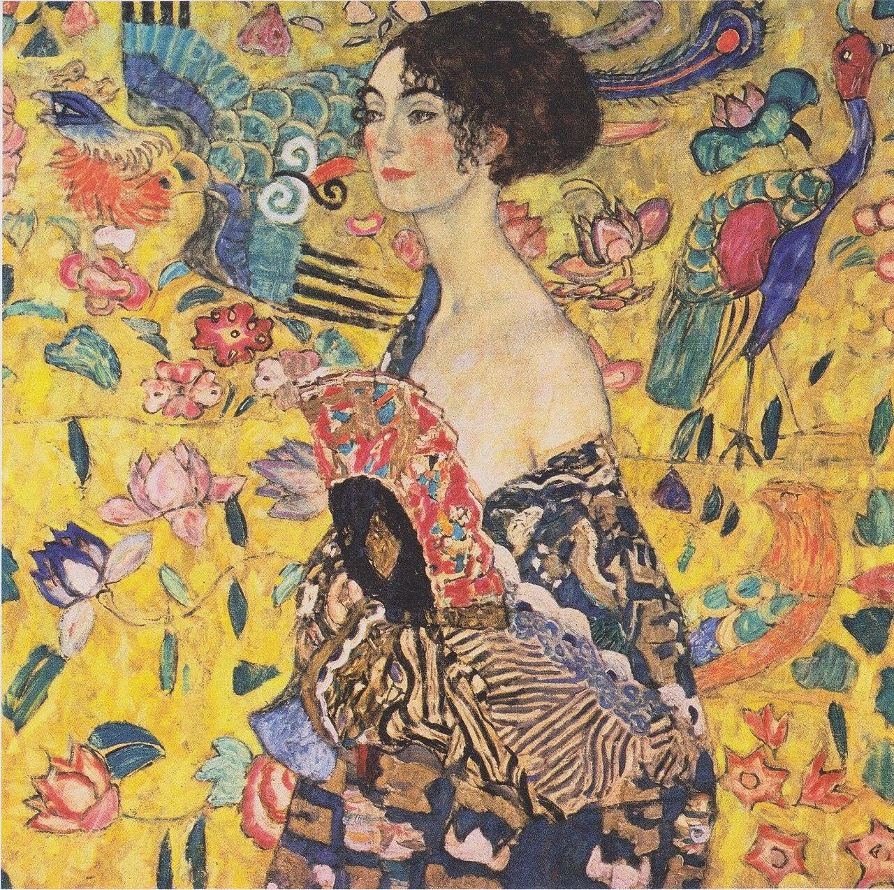 Lady with a Fan — Gustav Klimt, original artwork; not a product photo