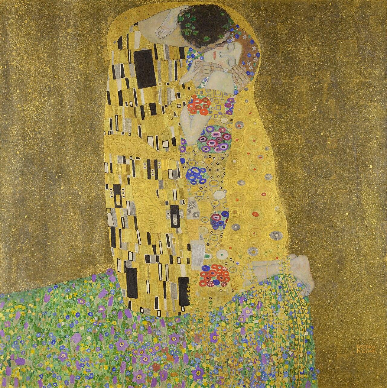 El beso — Gustav Klimt, obra original; no foto del producto