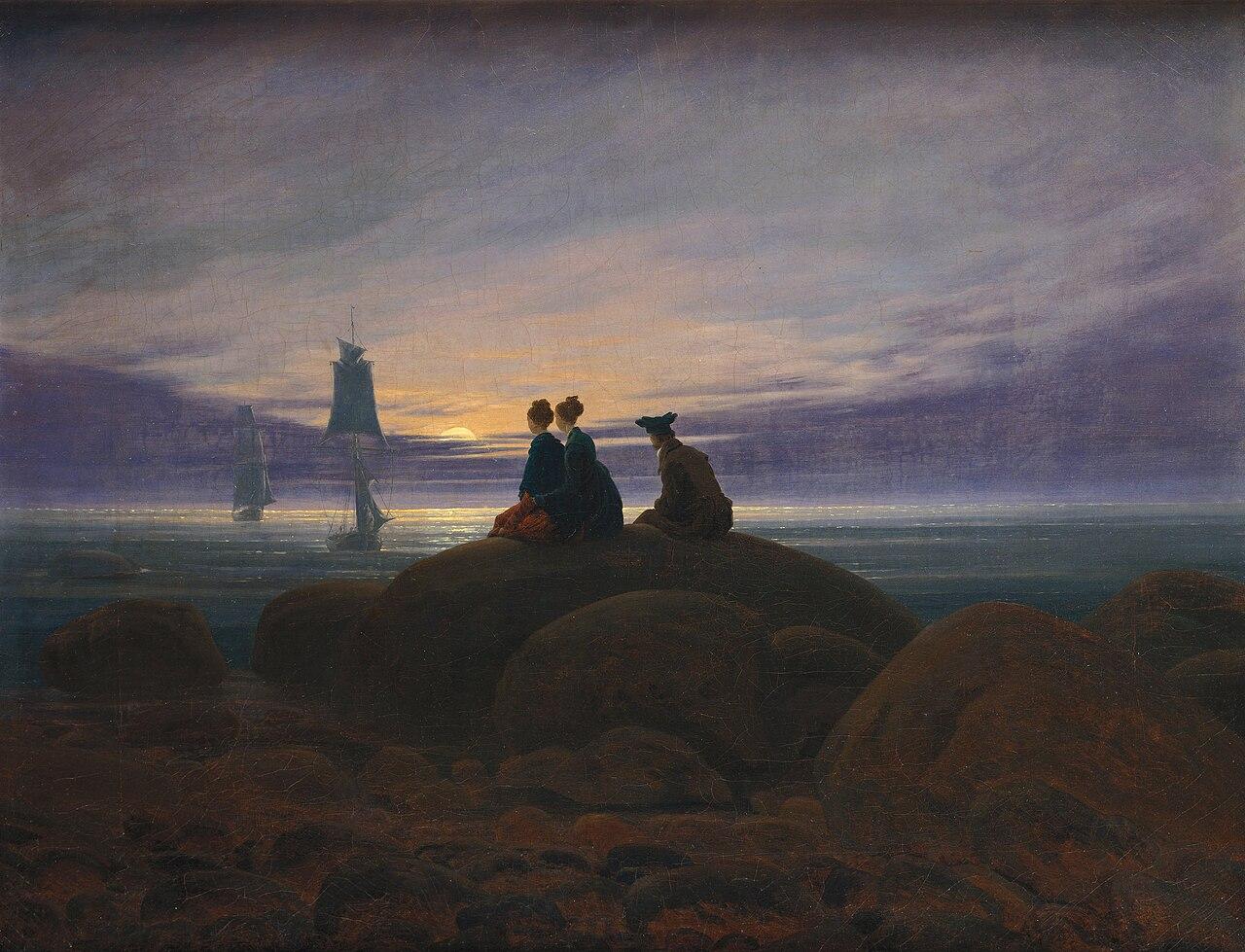 Moonrise over the Sea — Caspar David Friedrich, original artwork; not a product photo