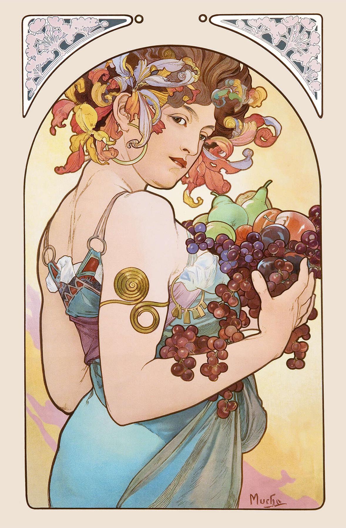 Fruit — Alphonse Mucha, original artwork; not a product photo