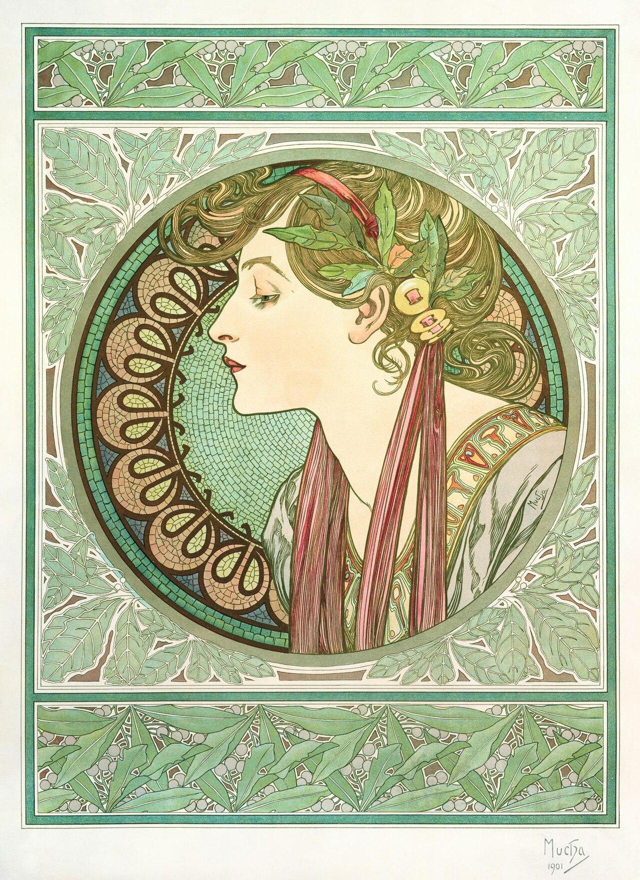Laurel — Alphonse Mucha, original artwork; not a product photo