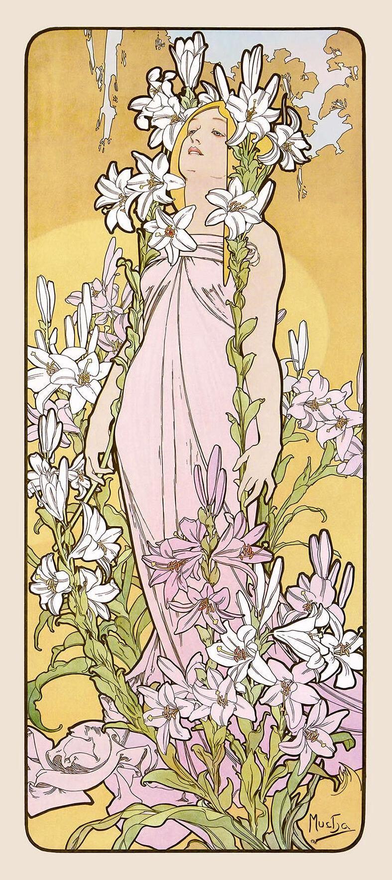 Lily — Alphonse Mucha, original artwork; not a product photo
