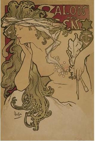 Salon des Cent — Alphonse Mucha, original artwork; not a product photo