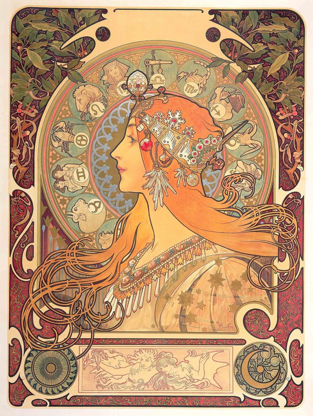 Zodiac — Alphonse Mucha, original artwork; not a product photo