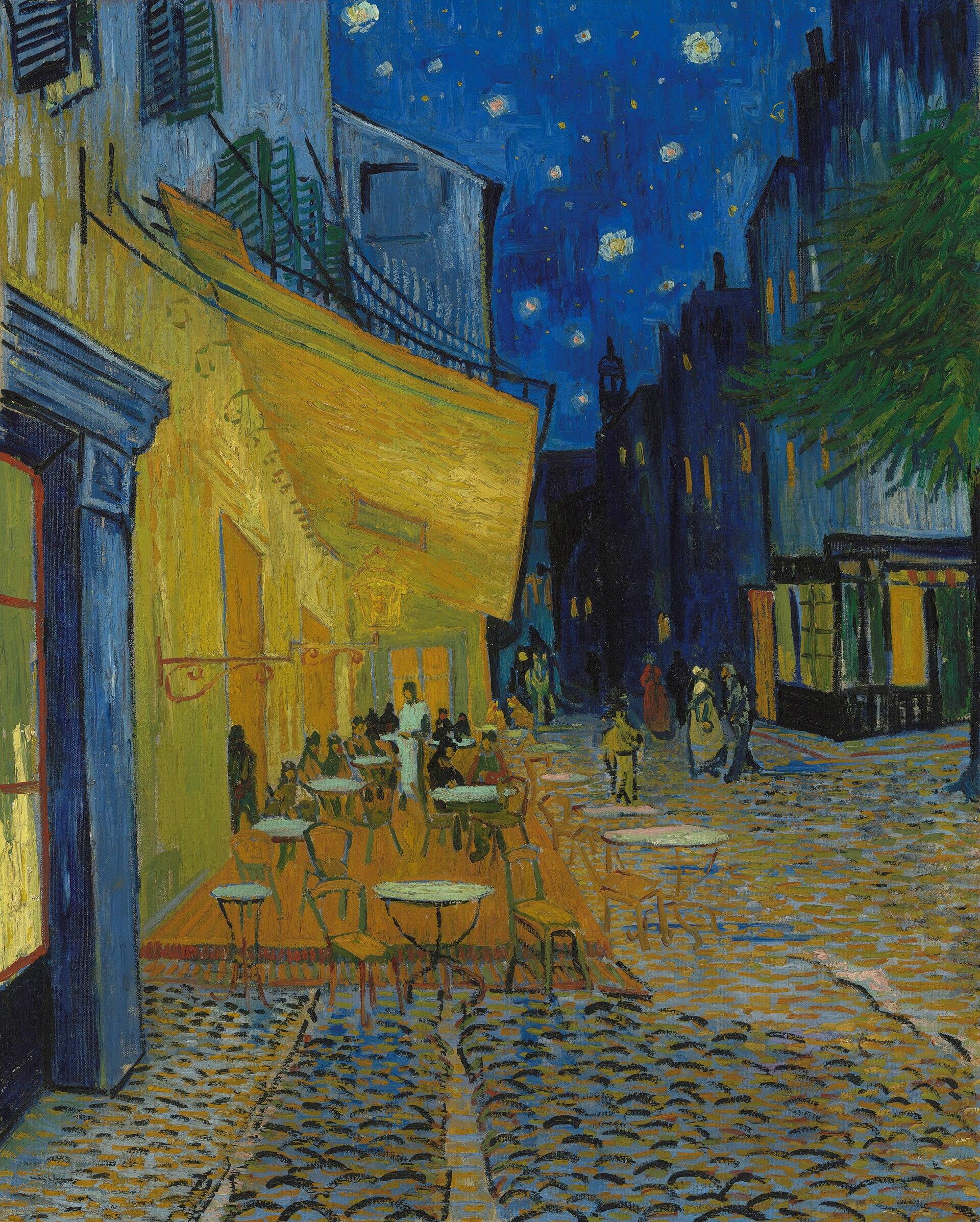 Terraza de café por la noche — Vincent van Gogh, obra original; no foto del producto